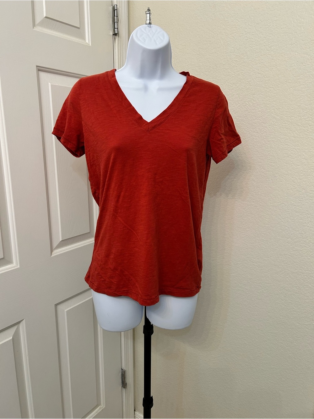 Madewell Whisper Cotton V-Neck Tee 🍂 XS Rust